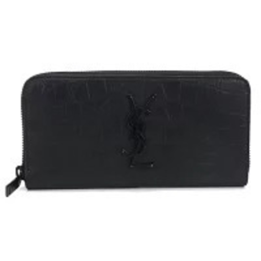 Saint Laurent Long Wallet Round Zipper Full Zip Black